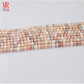 10-11mm Multi Color Freshwater Pearl Strand, Button Round